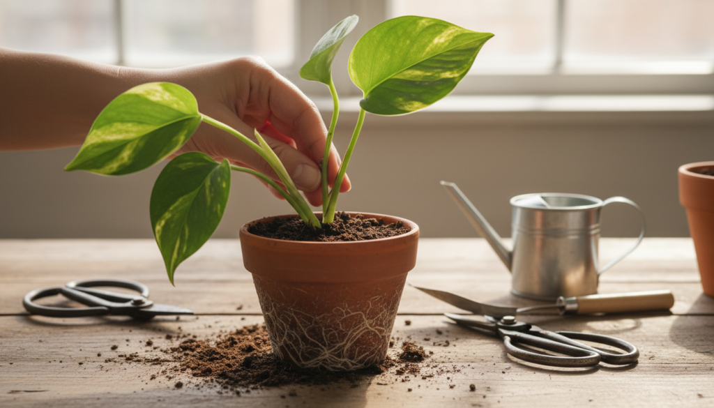 how to propagate pothos in soil