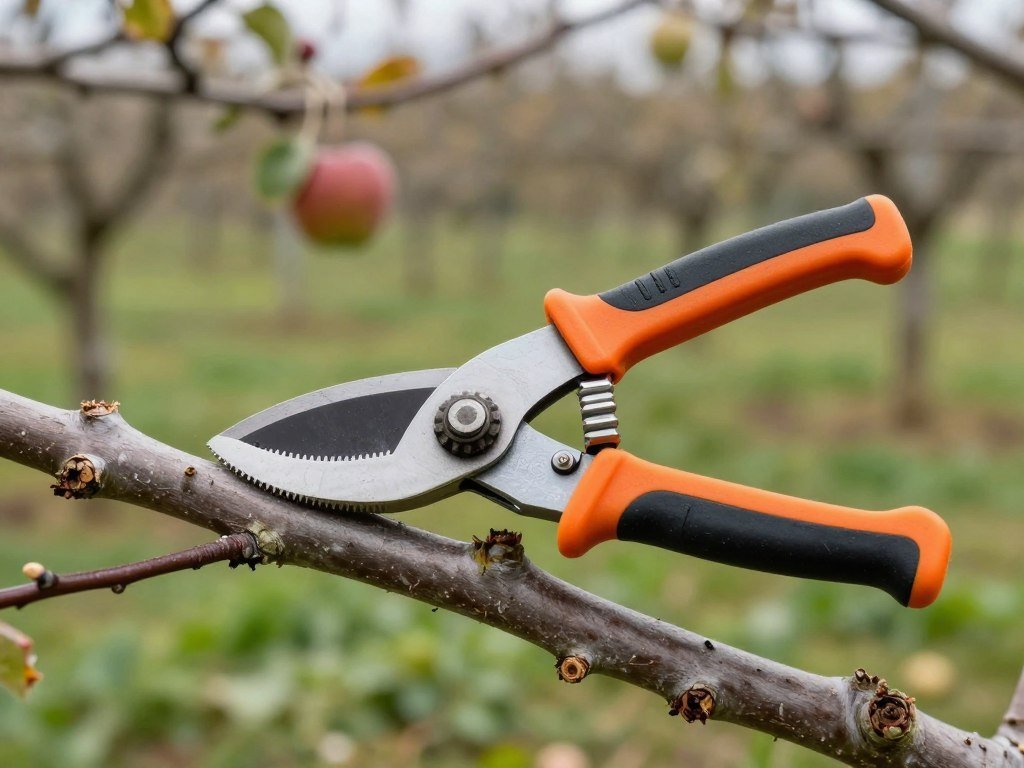 Fiskars PowerGear2 Loppers cutting through thick branches in a European orchard