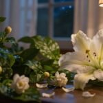 flowers close at night indoors