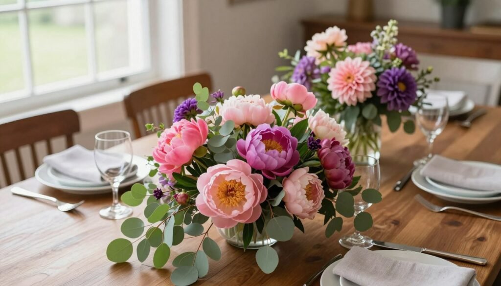 indoor flower display dining table