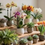 indoor flower display shelves