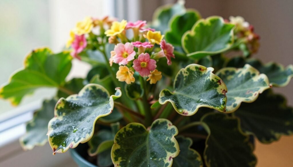 leaves curling on flowering houseplant