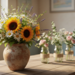 rustic indoor flower display