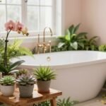 indoor flower display bathroom