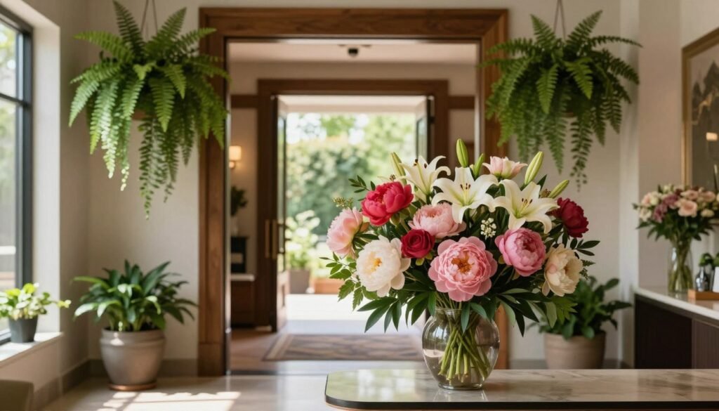indoor flower display entryway