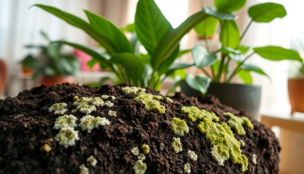 mold on potting soil indoor plants